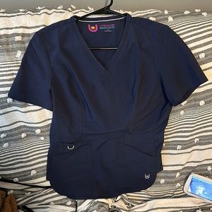 Urbane navy blue scrub top